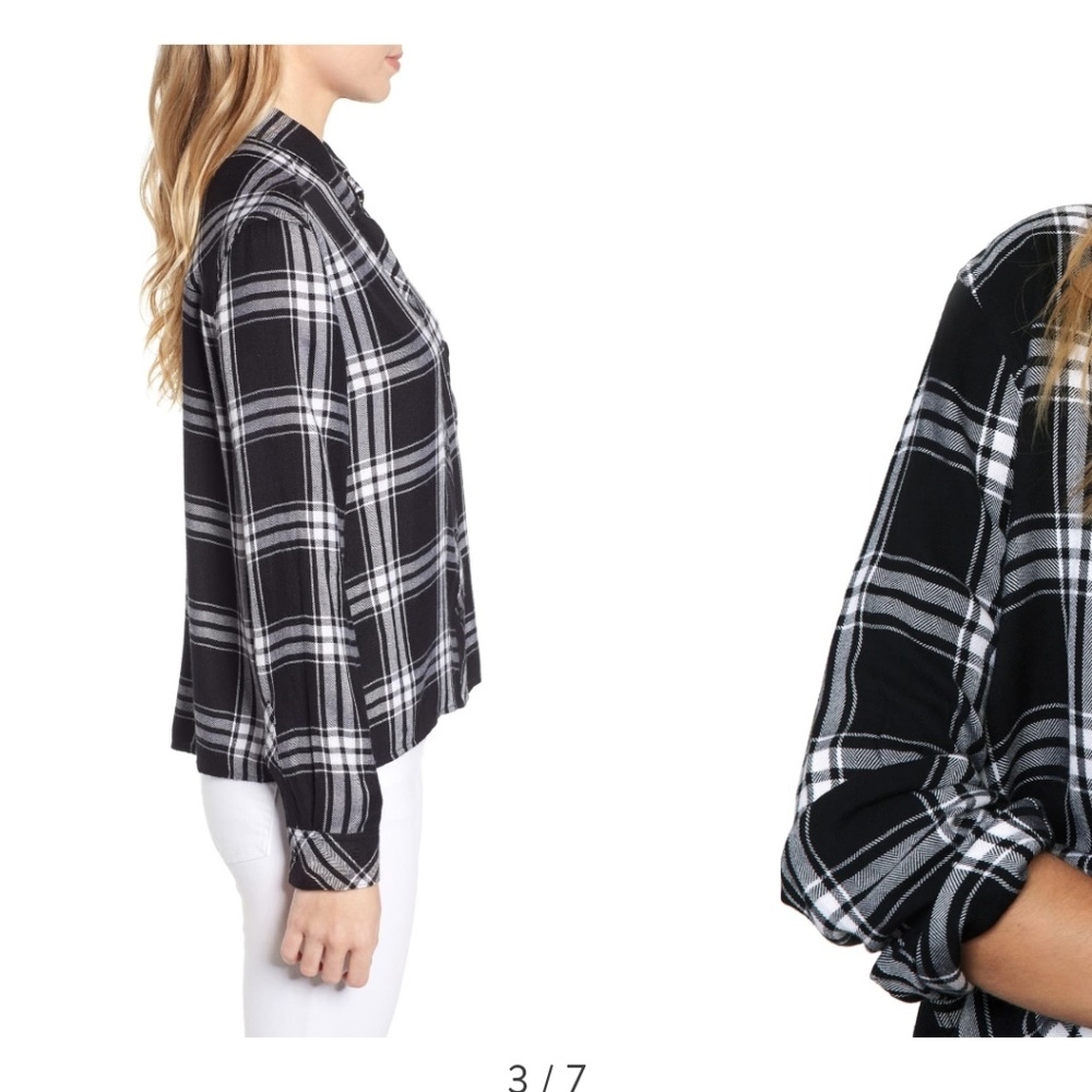 Rails Dylan Herringbone Check Plaid Dolman Shirt - image 7